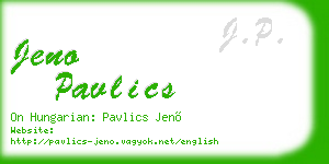jeno pavlics business card