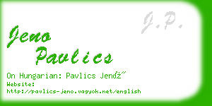 jeno pavlics business card